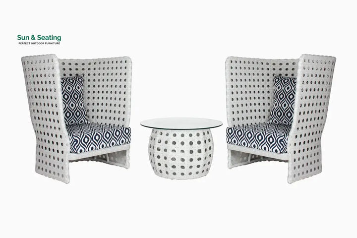 Amogh Outdoor Patio Seating Set 2 Chairs and 1 Table Set (White) Coffee Table Sets
