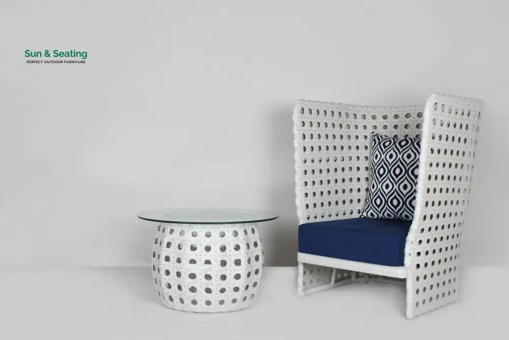 Amogh Outdoor Patio Seating Set 2 Chairs and 1 Table Set (White) Coffee Table Sets