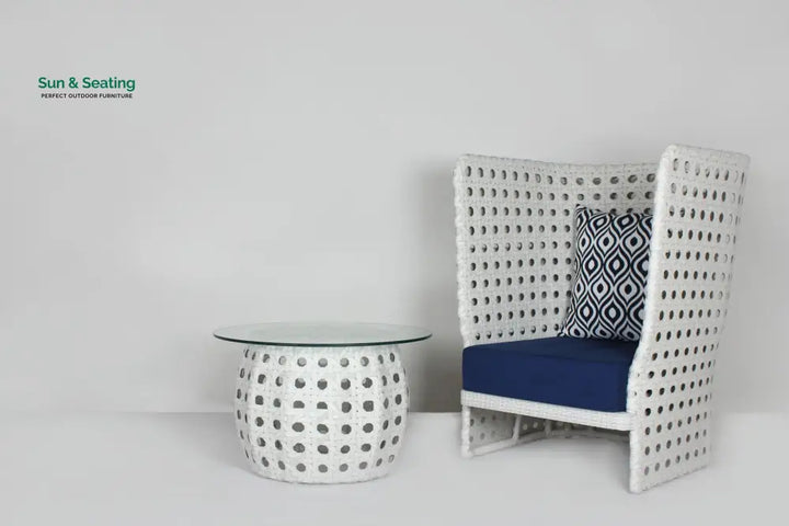 Amogh Outdoor Patio Seating Set 2 Chairs and 1 Table Set (White) Coffee Table Sets