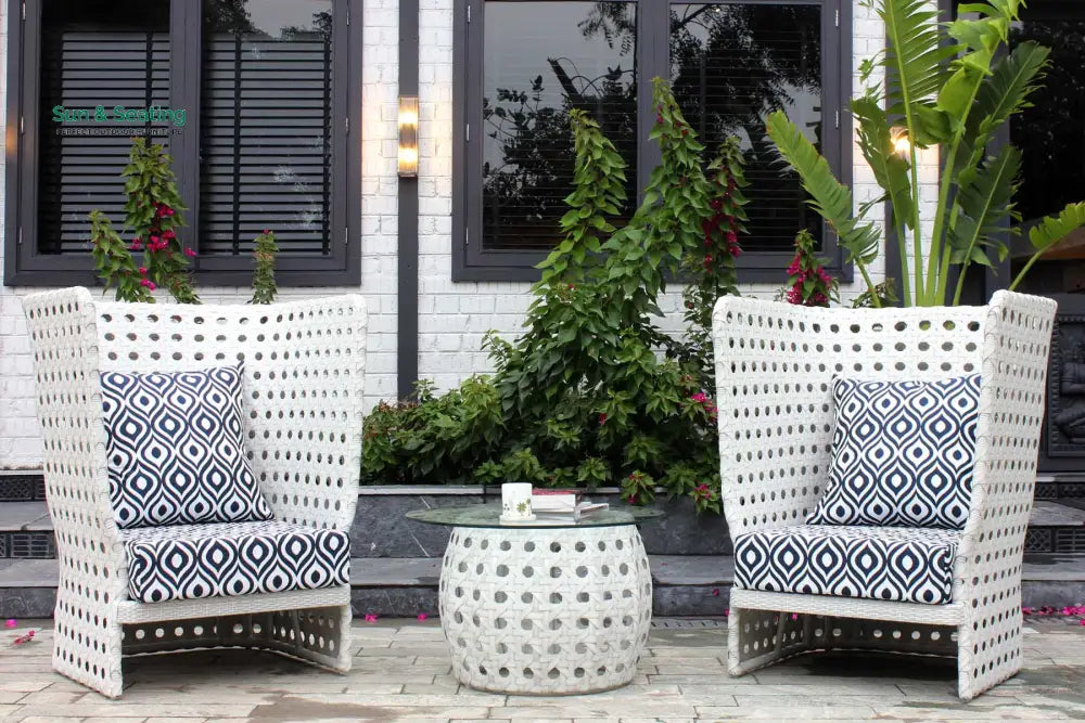 Amogh Outdoor Patio Seating Set 2 Chairs and 1 Table Set (White) Coffee Table Sets