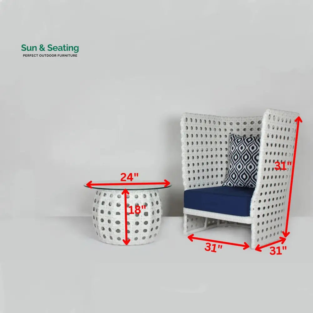 Amogh Outdoor Patio Seating Set 2 Chairs and 1 Table Set (White) Coffee Table Sets