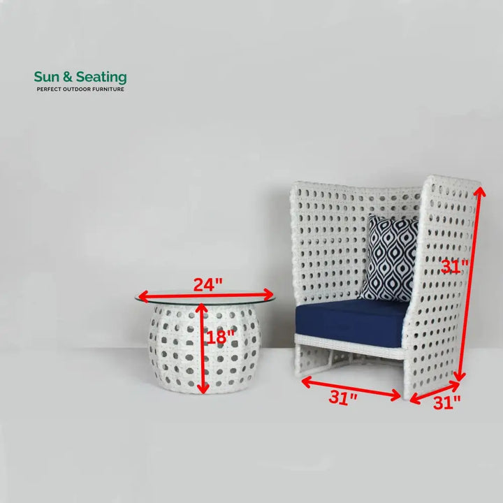 Amogh Outdoor Patio Seating Set 2 Chairs and 1 Table Set (White) Coffee Table Sets