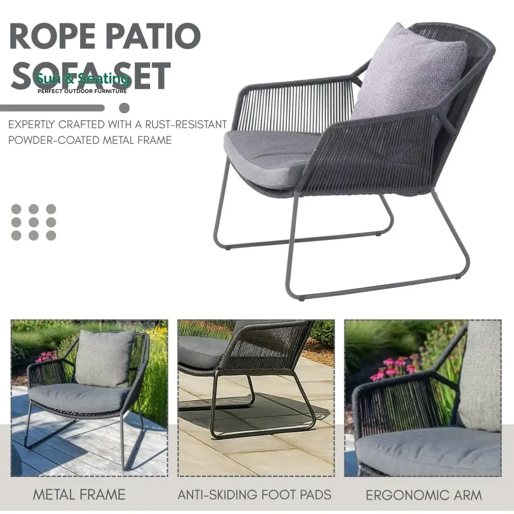Amoura 4 Piece Outdoor All-Weather Rope Sofa Set Sofa Set