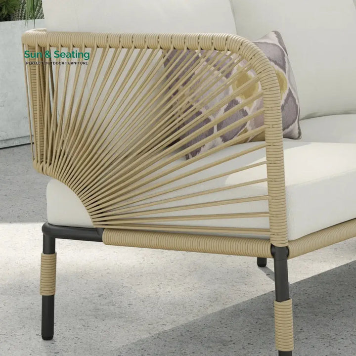 Amoura Outdoor Rope 5-Seater Sofa Set With Glass Top Table Sofa Set