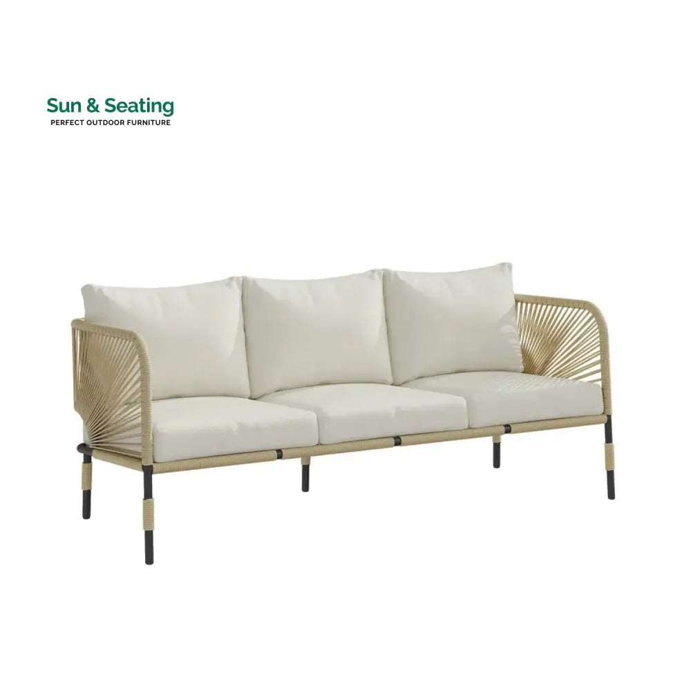 Amoura Outdoor Rope 5-Seater Sofa Set With Glass Top Table Sofa Set