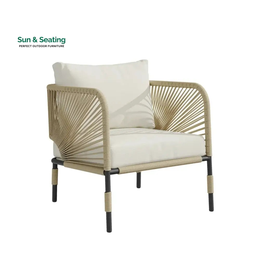 Amoura Outdoor Rope 5-Seater Sofa Set With Glass Top Table Sofa Set