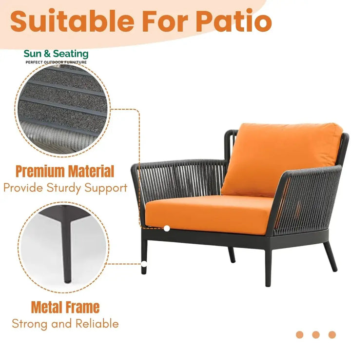 Amulya Outdoor 3 Piece All-Weather Rope Patio Set Patio Set