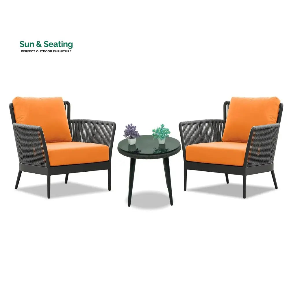 Amulya Outdoor 3 Piece All-Weather Rope Patio Set Patio Set