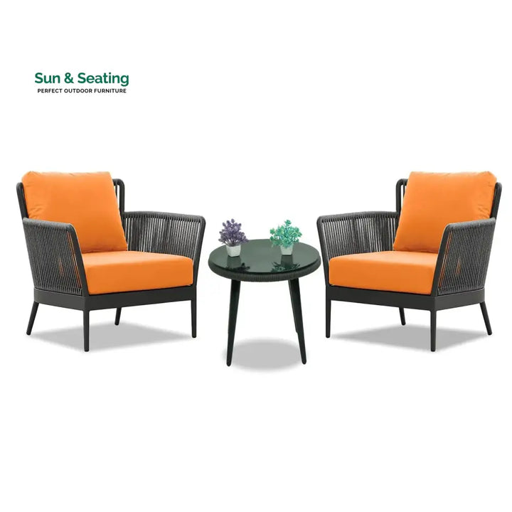 Amulya Outdoor 3 Piece All-Weather Rope Patio Set Patio Set