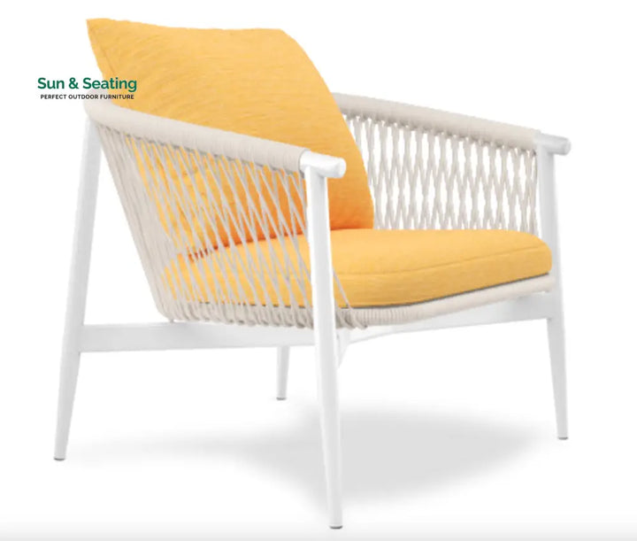 Amvi Outdoor Sofa Set 3 Seater 2 Single seater and 2 Center Table Set (White + Yellow) Braided &amp; Rope Sofa Sets