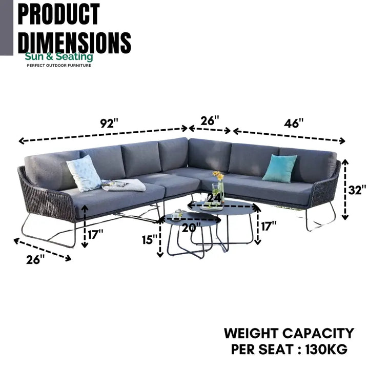 An Donatella 6-Seater L-Shape Outdoor Rope Sofa Set Sofa Set