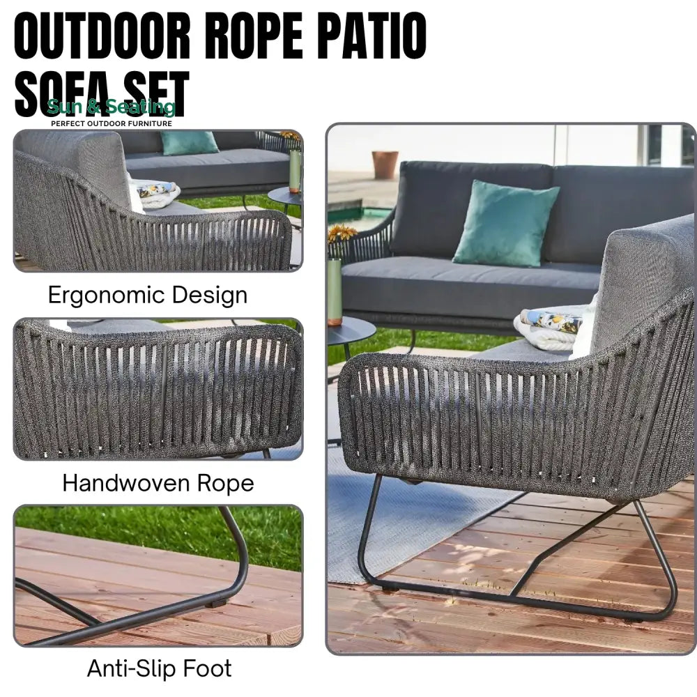 An Donatella 6-Seater L-Shape Outdoor Rope Sofa Set Sofa Set