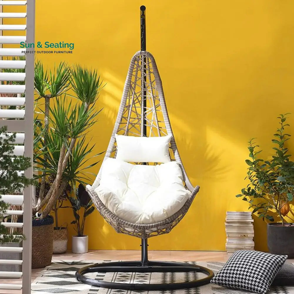 Anastasio Single Seater Hanging Swing With Stand For Balcony Garden Swing (Sea shell) Swings