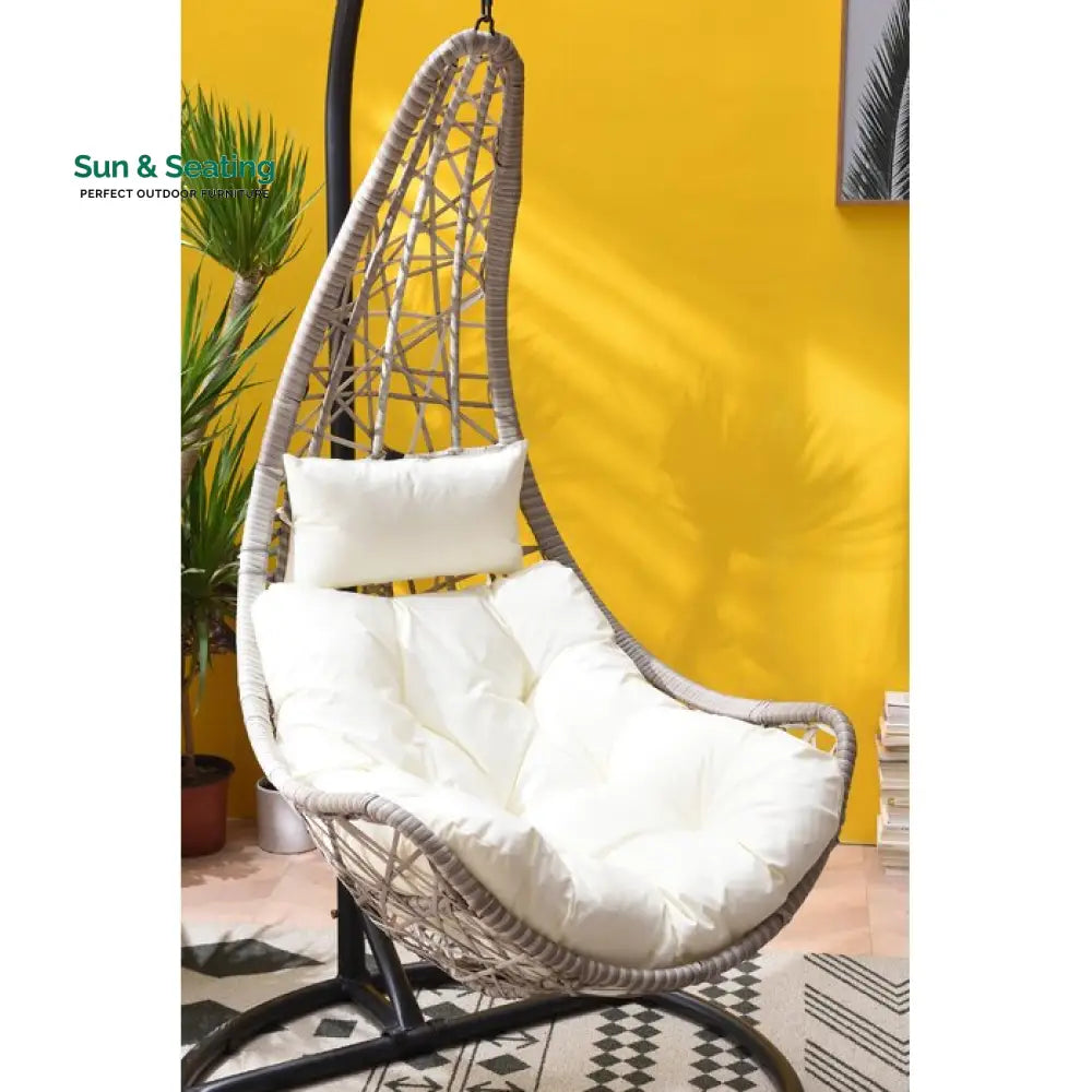 Anastasio Single Seater Hanging Swing With Stand For Balcony Garden Swing (Sea shell) Swings