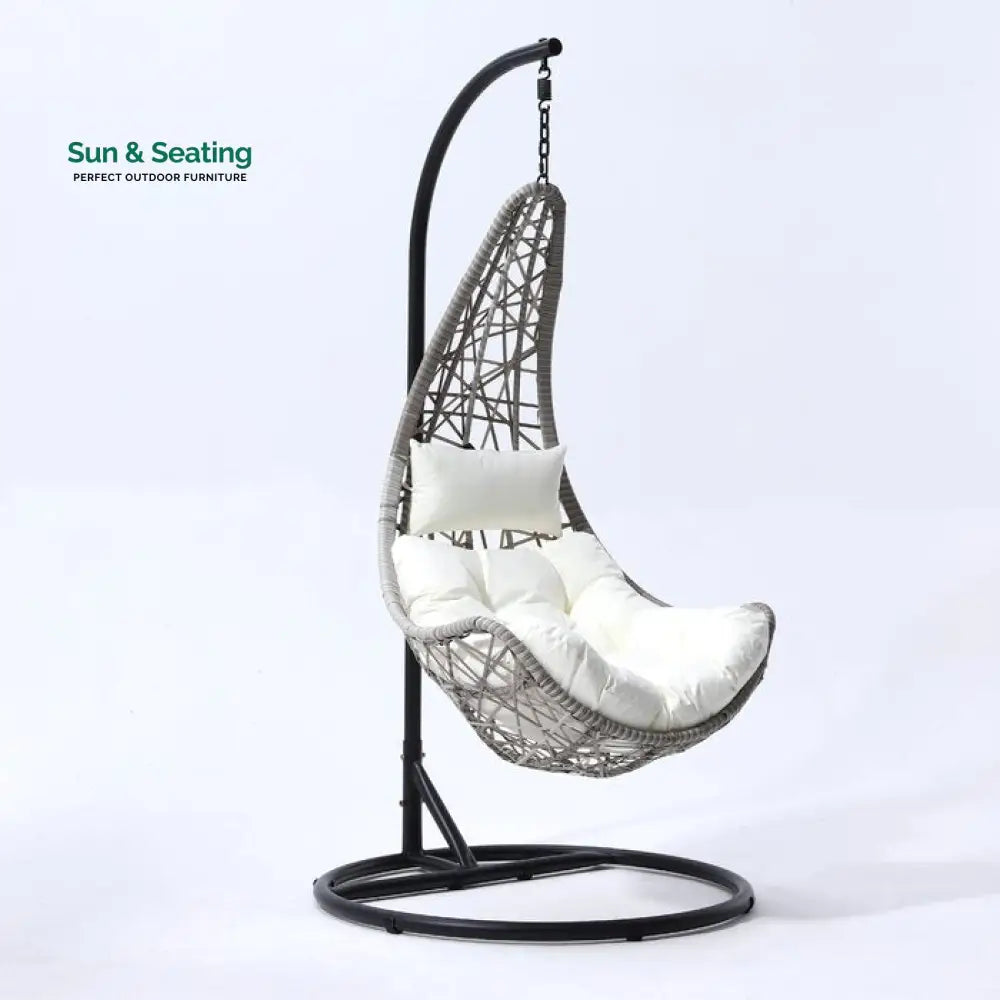 Anastasio Single Seater Hanging Swing With Stand For Balcony Garden Swing (Sea shell) Swings