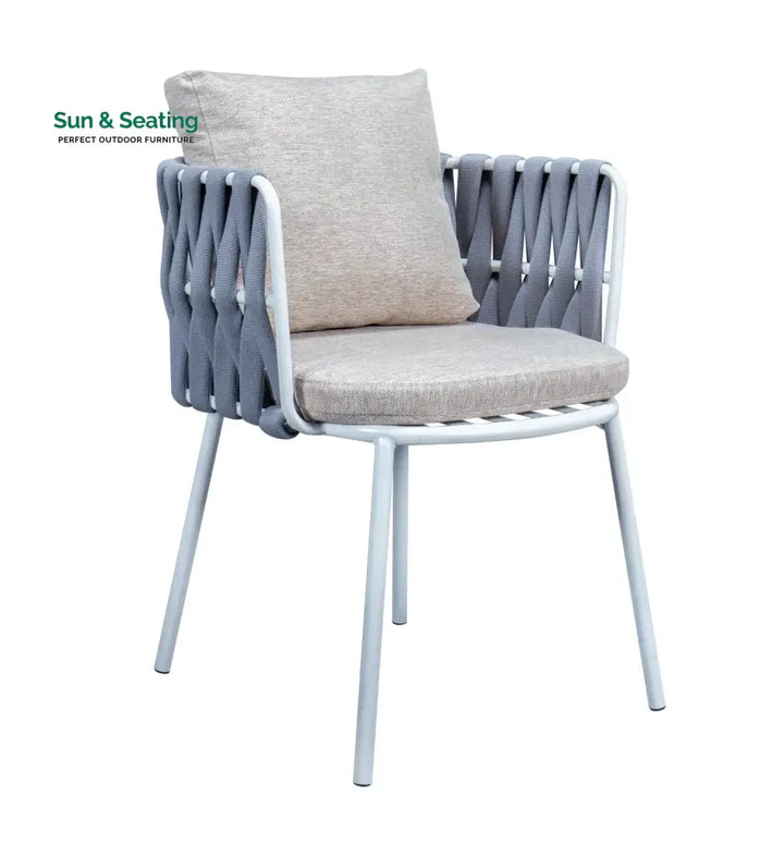 Anchor Outdoor Patio Seating Set 4 Chairs and 1 Table Set (Silver) Braided &amp; Rope Coffee Table Sets