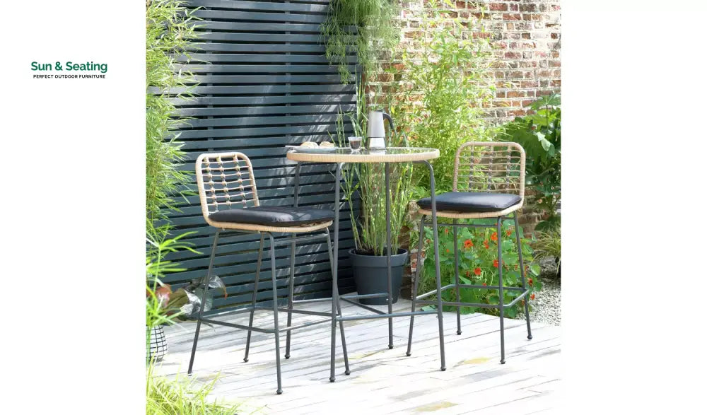 Andrew Outdoor Bar Sets 2 Chairs and 1 Table (Honey + Dark Grey) Bar Sets