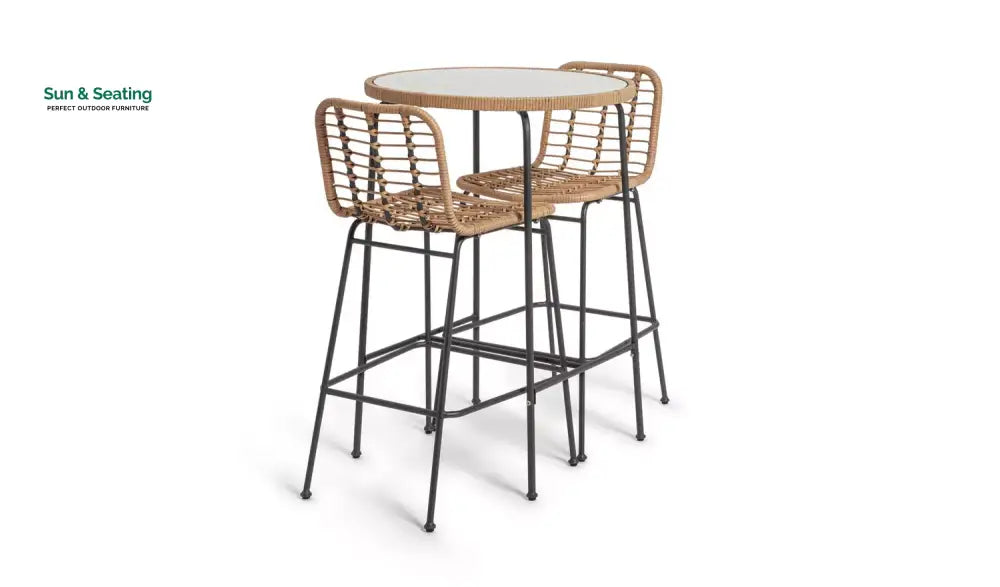 Andrew Outdoor Bar Sets 2 Chairs and 1 Table (Honey + Dark Grey) Bar Sets