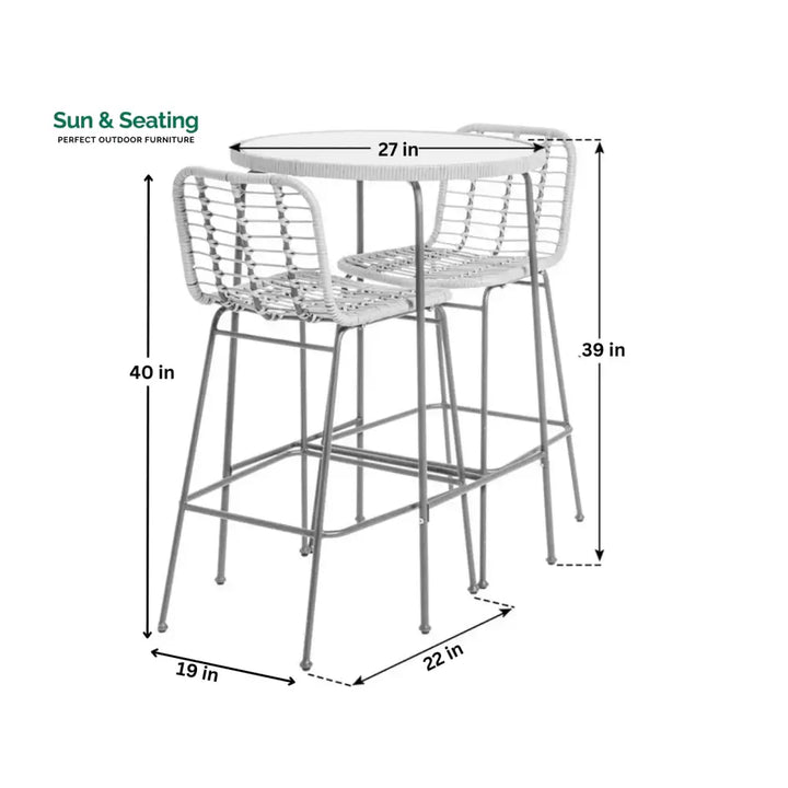 Andrew Outdoor Bar Sets 2 Chairs and 1 Table (Honey + Dark Grey) Bar Sets