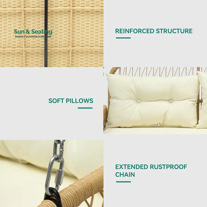 Anette Double Seater Hanging Swing Without Stand For Balcony Garden Swing (Honey) Swings
