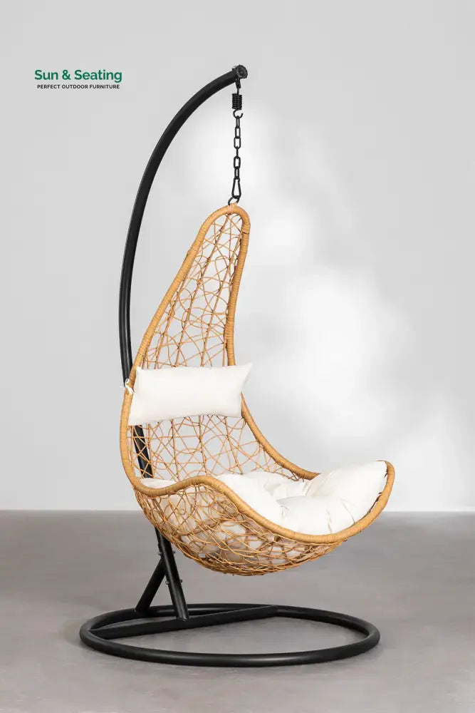 Angélica Single Seater Hanging Swing With Stand For Balcony Garden Swing Black +Honey Swings