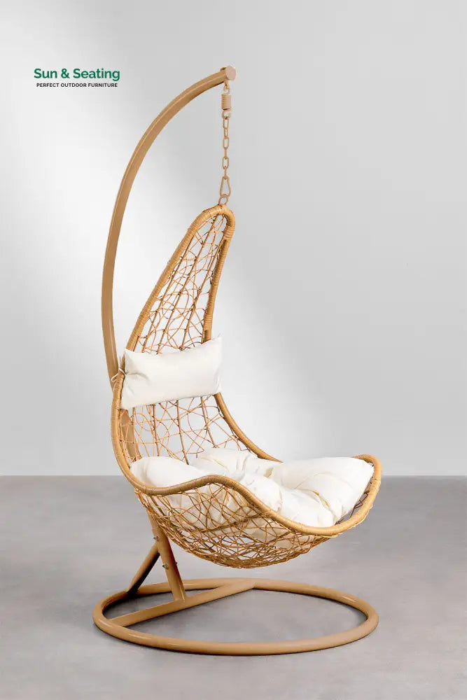 Angélica Single Seater Hanging Swing With Stand For Balcony Garden Swing Honey + Honey Swings