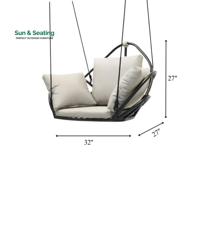 Angeline Single Seater Hanging Swing Without Stand For Balcony Garden Swing (Black) Swings