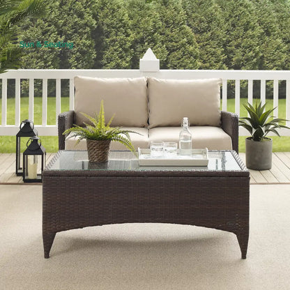 Angelo Outdoor 2 seater Sofa and 1 Center Table (Brown + Beige) Sofa Sets