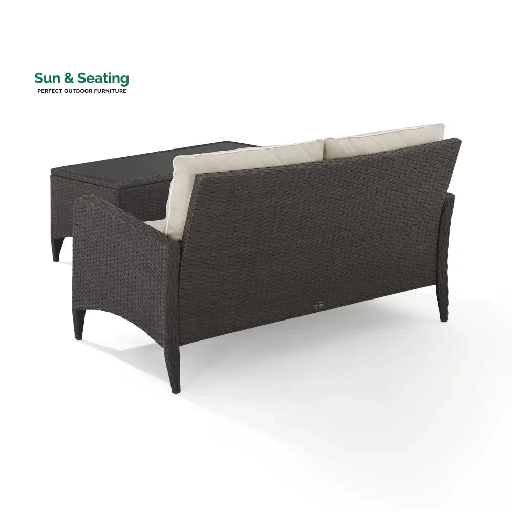 Angelo Outdoor 2 seater Sofa and 1 Center Table (Brown + Beige) Sofa Sets