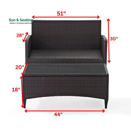 Angelo Outdoor 2 seater Sofa and 1 Center Table (Brown + Beige) Sofa Sets