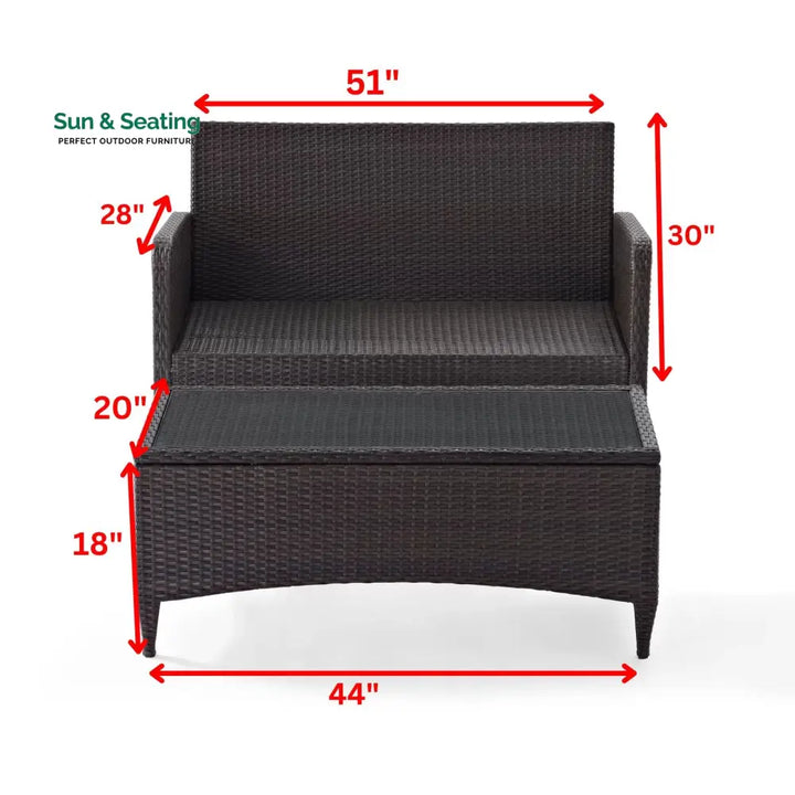 Angelo Outdoor 2 seater Sofa and 1 Center Table (Brown + Beige) Sofa Sets