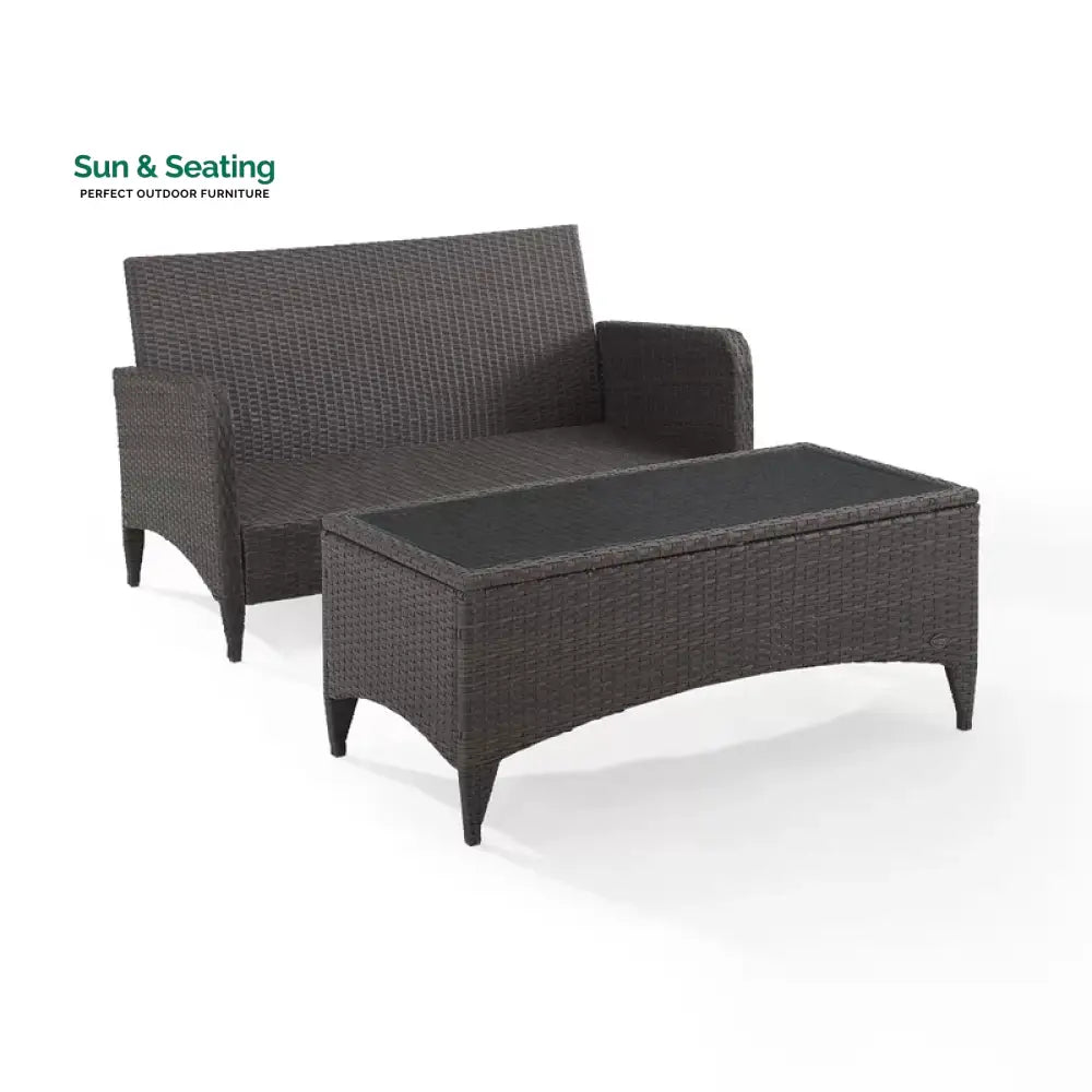 Angelo Outdoor 2 seater Sofa and 1 Center Table (Brown + Beige) Sofa Sets