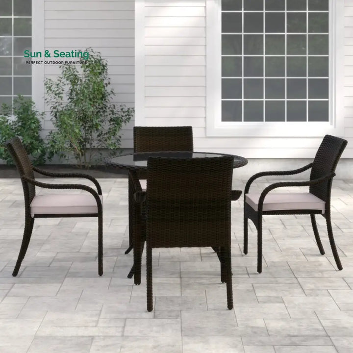 Angelo Outdoor Patio Dining Set 4 Chairs and 1 Table (Brown) Dining sets