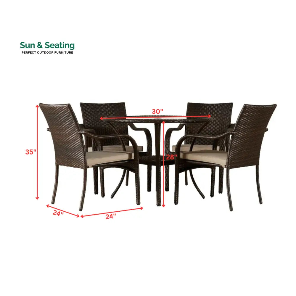 Angelo Outdoor Patio Dining Set 4 Chairs and 1 Table (Brown) Dining sets