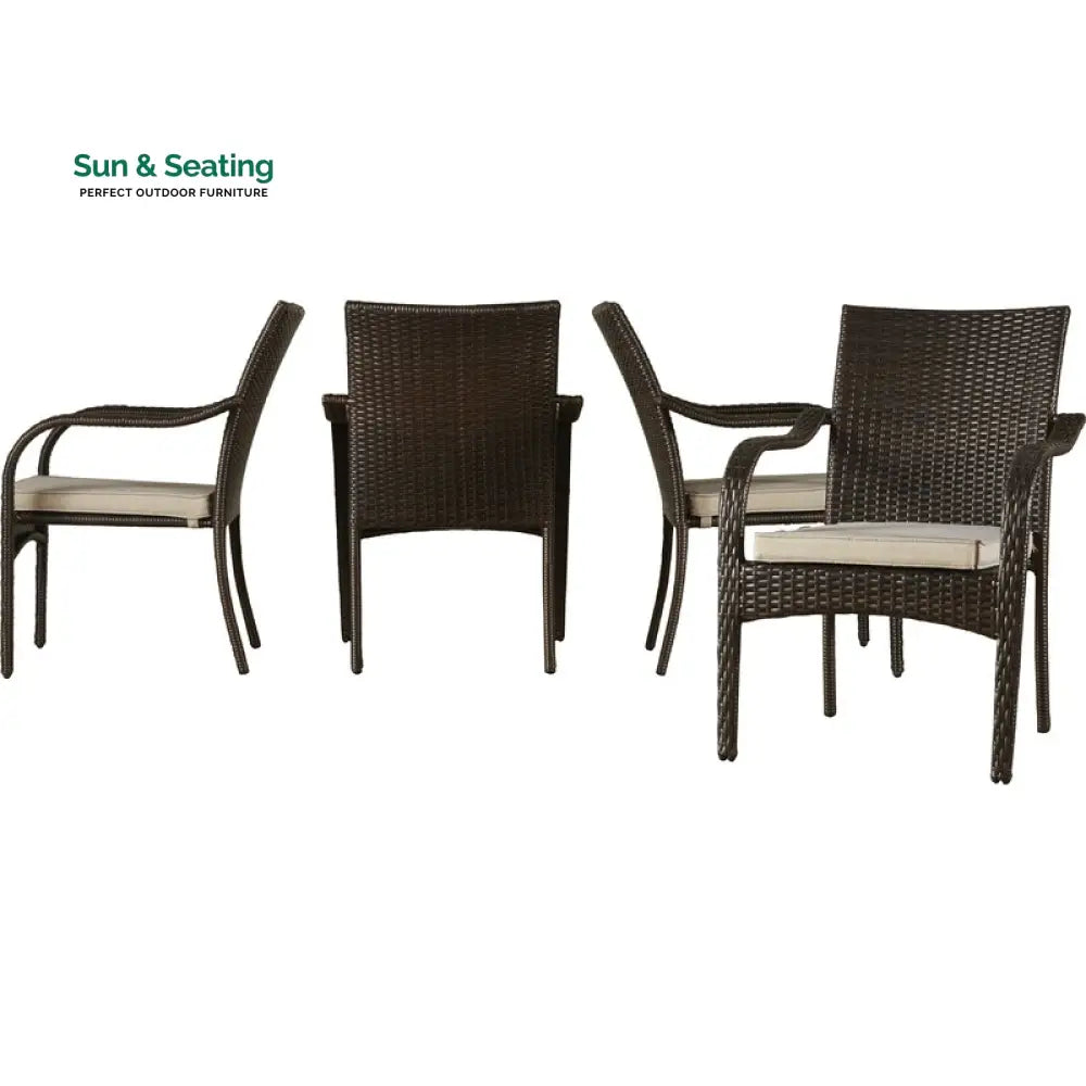 Angelo Outdoor Patio Dining Set 4 Chairs and 1 Table (Brown) Dining sets