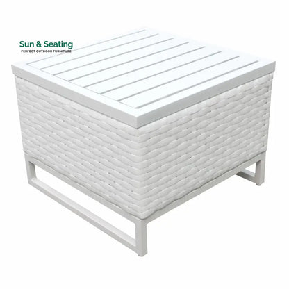 Angerona Outdoor Sofa Set 7 Seater 2 Single seater and 1 Center Table 1 Side Table With 2 Ottoman Set (White) Sofa Sets