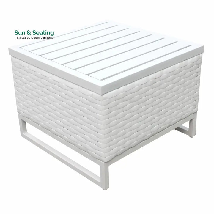 Angerona Outdoor Sofa Set 7 Seater 2 Single seater and 1 Center Table 1 Side Table With 2 Ottoman Set (White) Sofa Sets