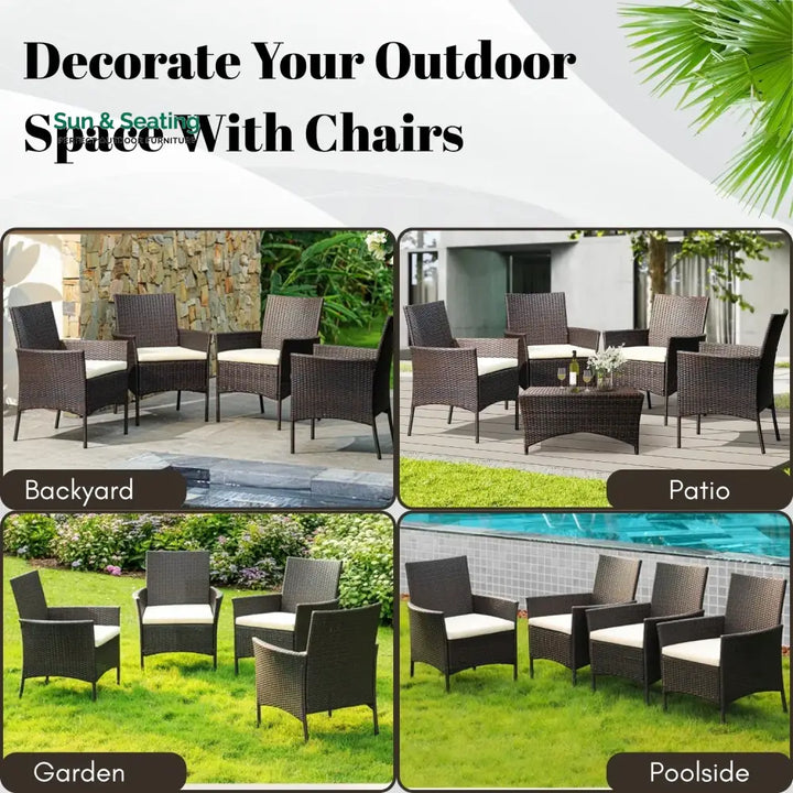 Anisa 4-Piece Outdoor Rattan Wicker Patio Dining Chairs Dinning Chairs