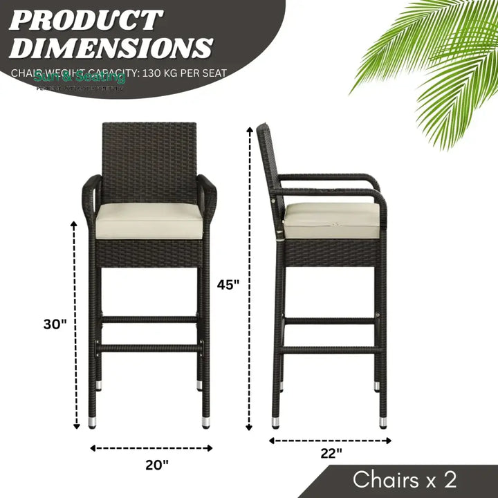 Anneliese Outdoor Rattan Wicker 2-Piece Bar Chairs Bar Chairs