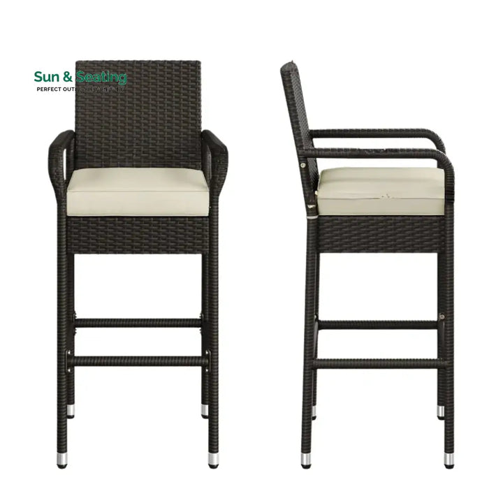 Anneliese Outdoor Rattan Wicker 2-Piece Bar Chairs Bar Chairs