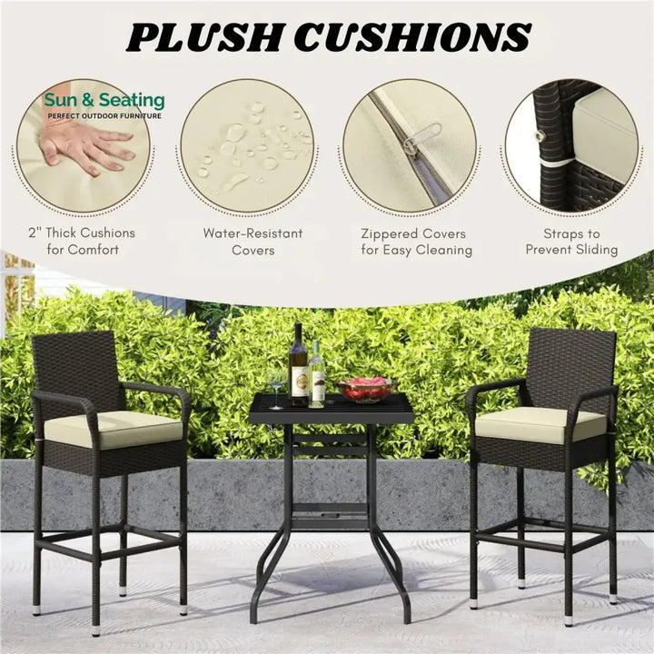 Anneliese Outdoor Rattan Wicker 2-Piece Bar Chairs Bar Chairs