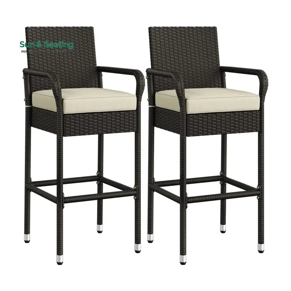 Anneliese Outdoor Rattan Wicker 2-Piece Bar Chairs Bar Chairs