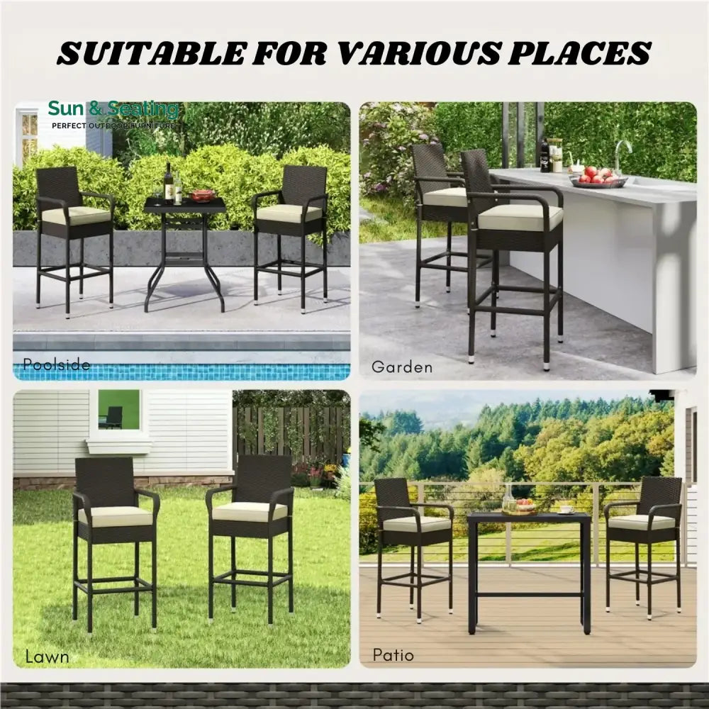 Anneliese Outdoor Rattan Wicker 2-Piece Bar Chairs Bar Chairs
