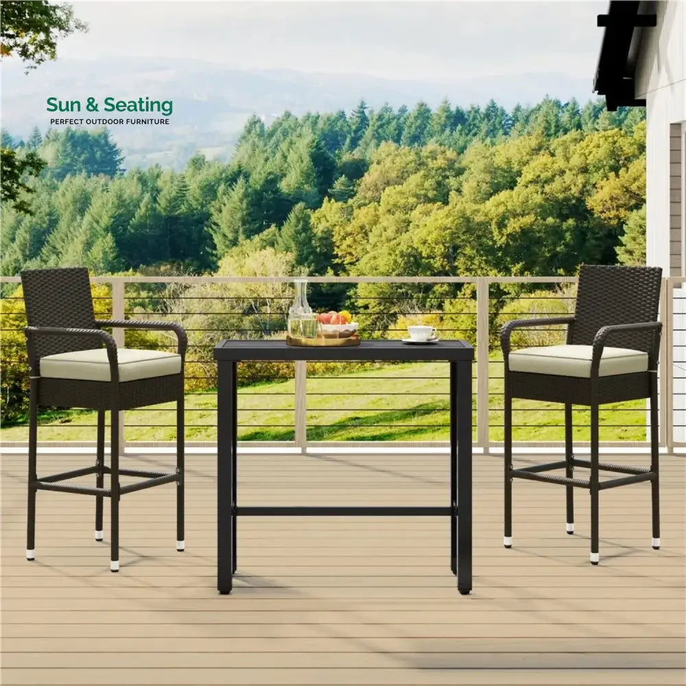 Anneliese Outdoor Rattan Wicker 2-Piece Bar Chairs Bar Chairs