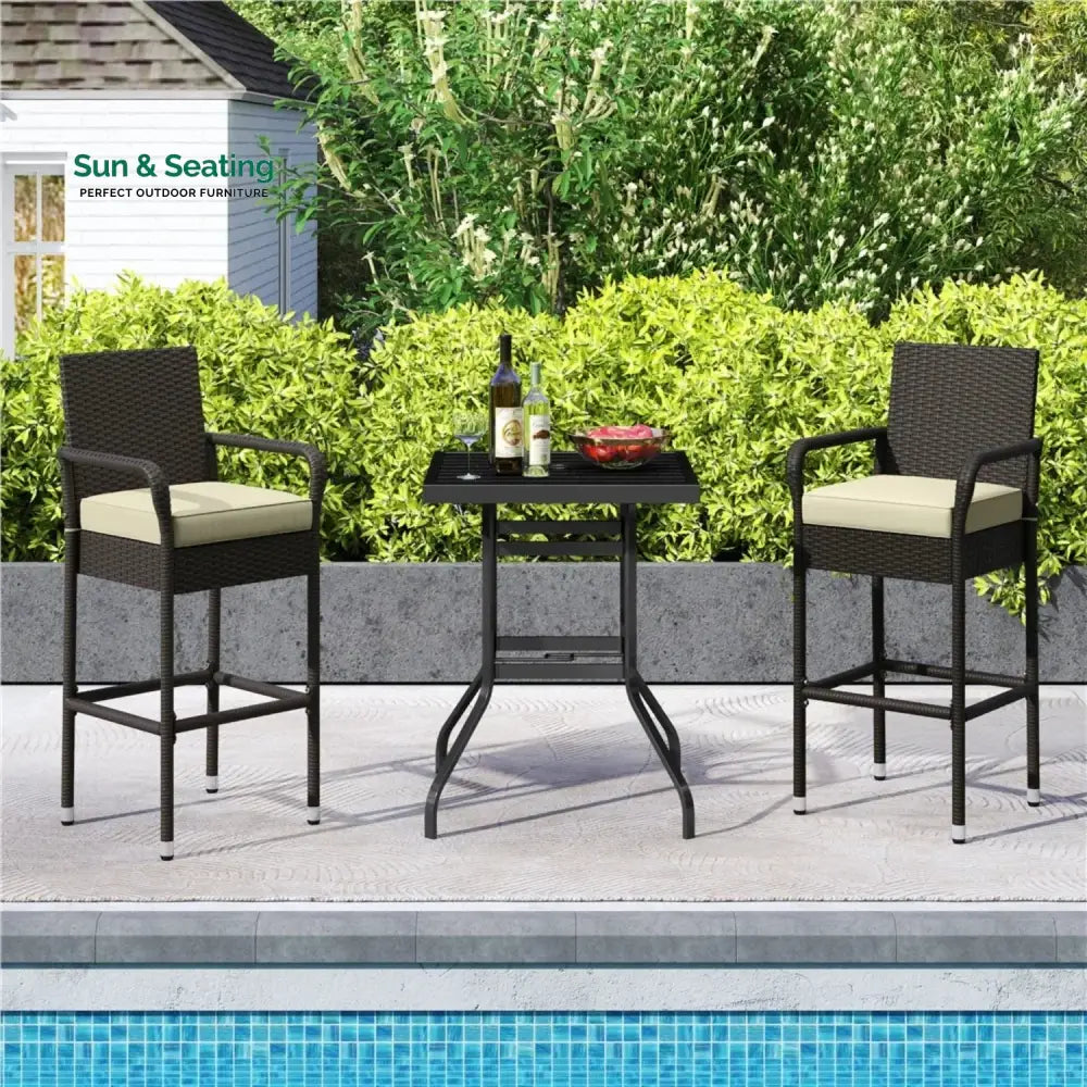 Anneliese Outdoor Rattan Wicker 2-Piece Bar Chairs Bar Chairs