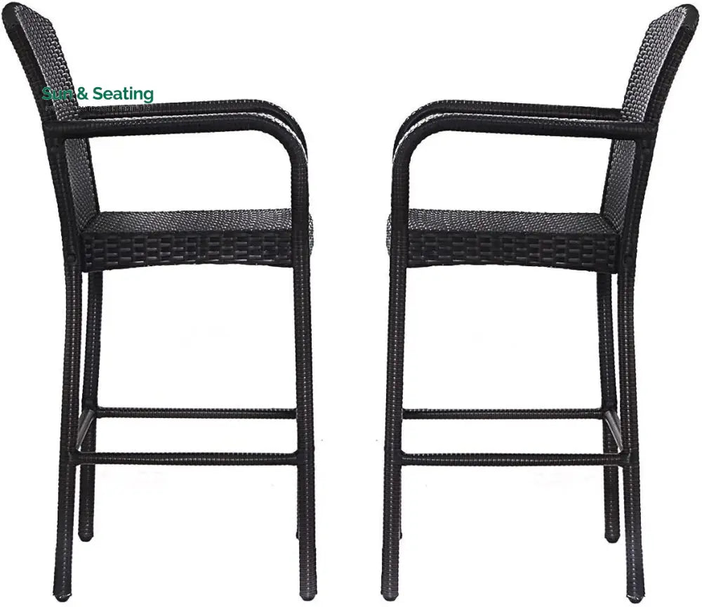Anselmo Outdoor Patio Bar Chair 2 Chairs For Balcony (Dark Brown) Bar Sets