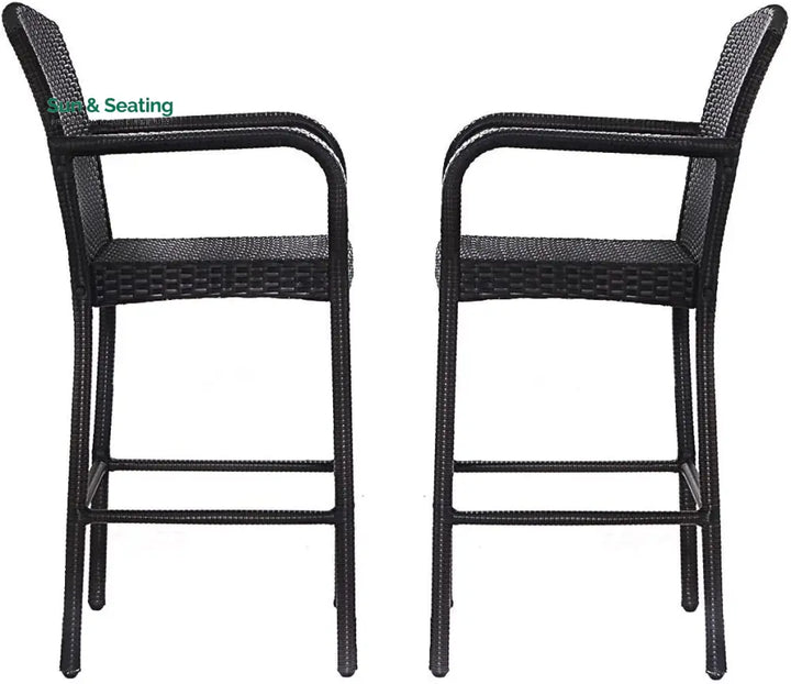 Anselmo Outdoor Patio Bar Chair 2 Chairs For Balcony (Dark Brown) Bar Sets