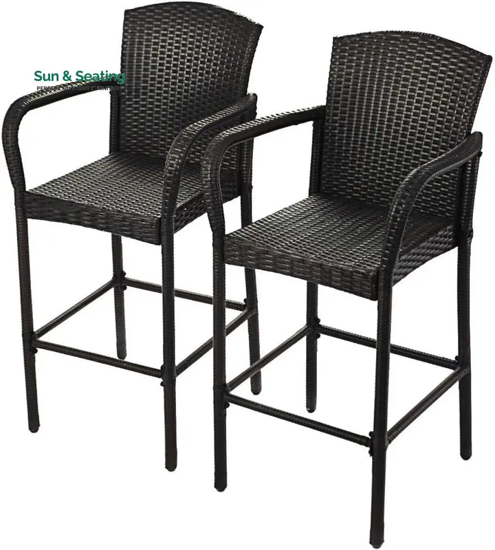 Anselmo Outdoor Patio Bar Chair 2 Chairs For Balcony (Dark Brown) Bar Sets