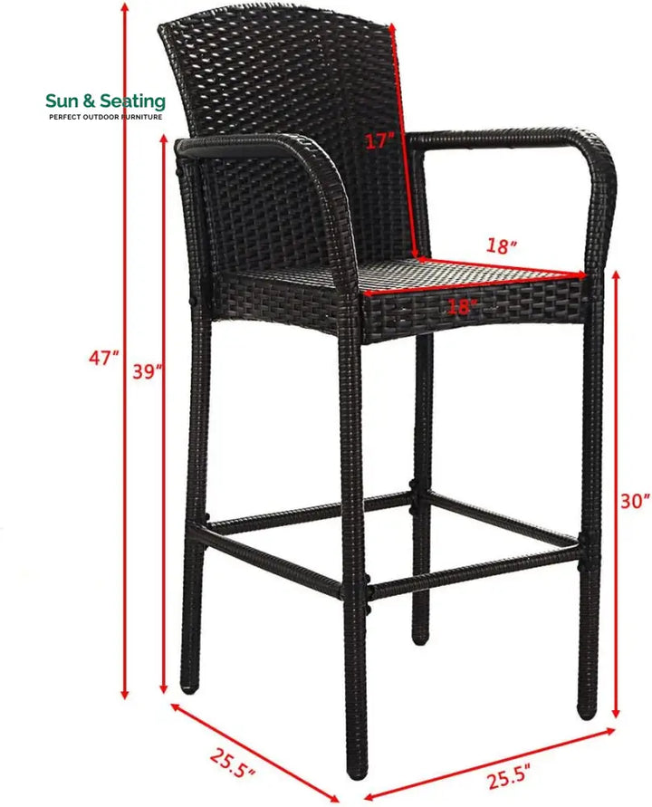Anselmo Outdoor Patio Bar Chair 2 Chairs For Balcony (Dark Brown) Bar Sets