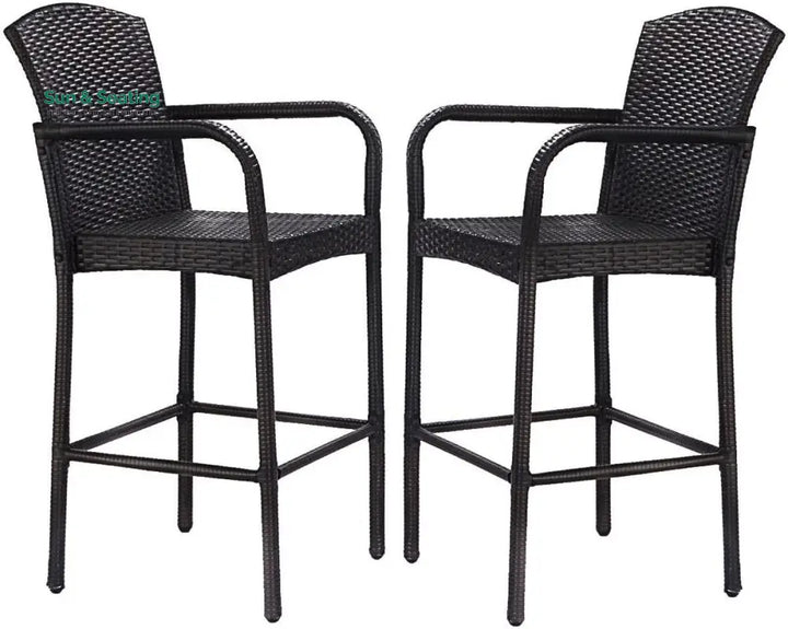Anselmo Outdoor Patio Bar Chair 2 Chairs For Balcony (Dark Brown) Bar Sets